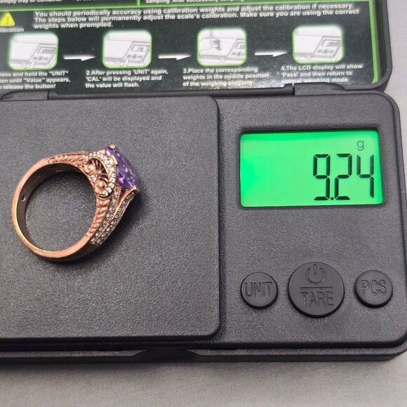 Vanna K Bella Luce Lavender Cushion Cut Ring 18k Rose Gold Over Silver Size 8 - Picture 12 of 13